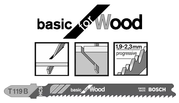 Lame scie sauteuse T119B basic for wood (lot de 5)